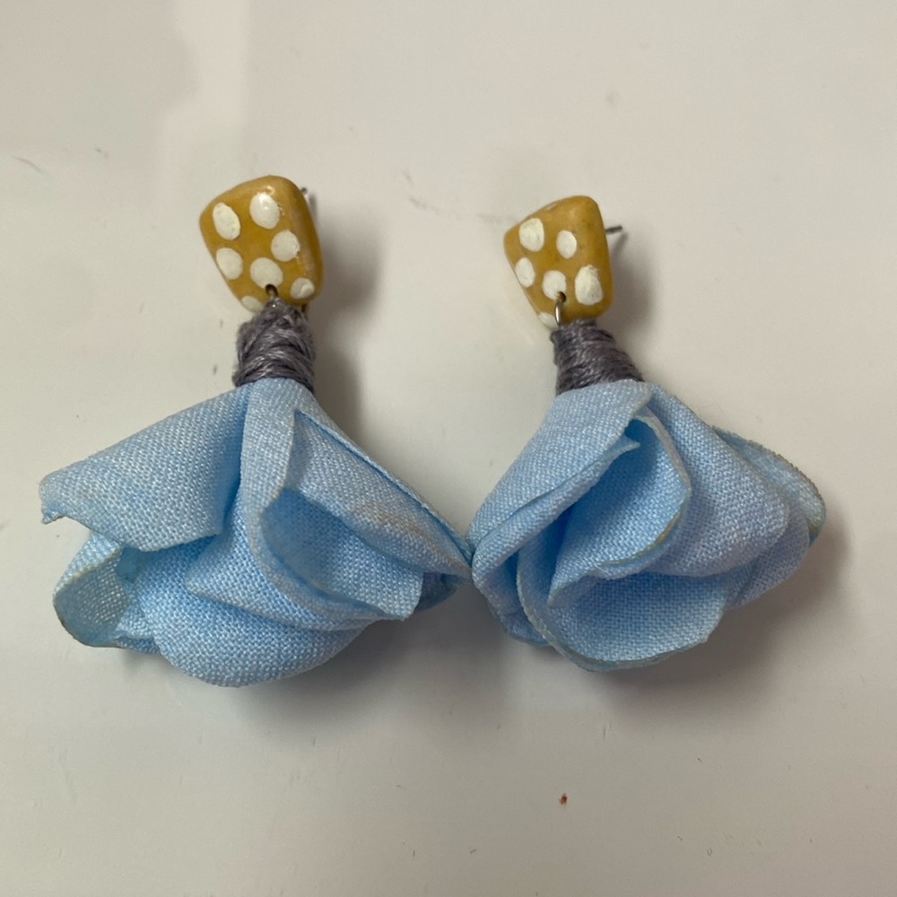 Clay and fabric tassel earrings